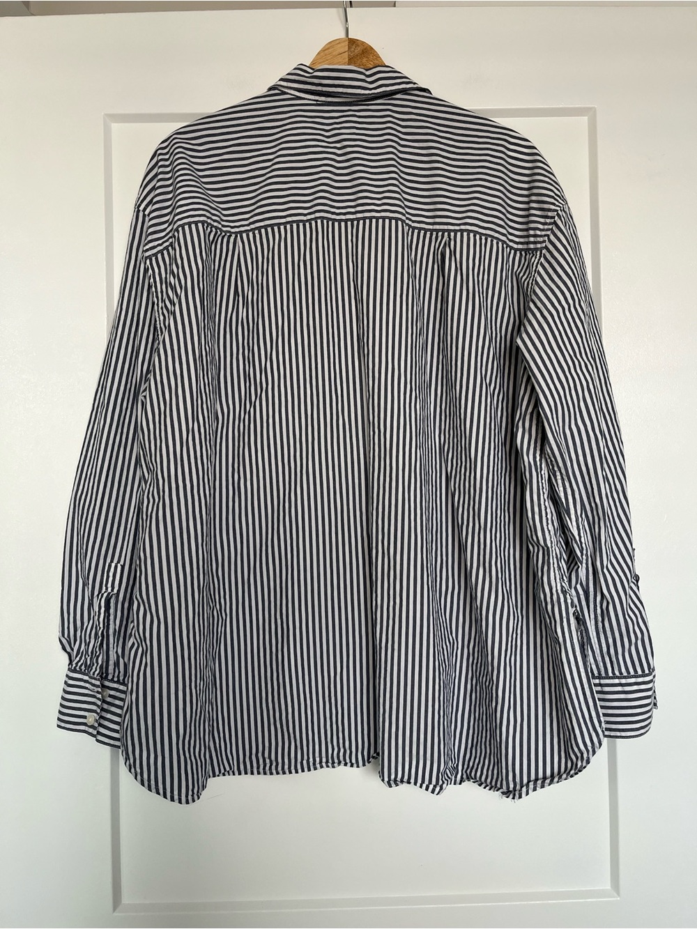 Gap Easy Shirt XXL Oversized Blue White Stripe Cotton Button Down Coastal Preppy - Picture 4 of 10